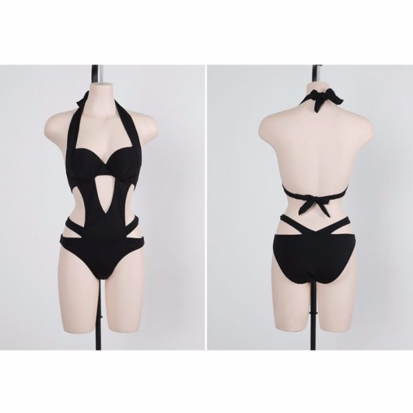 Women's Cut Out Style One Piece Halter Swimsuit 4